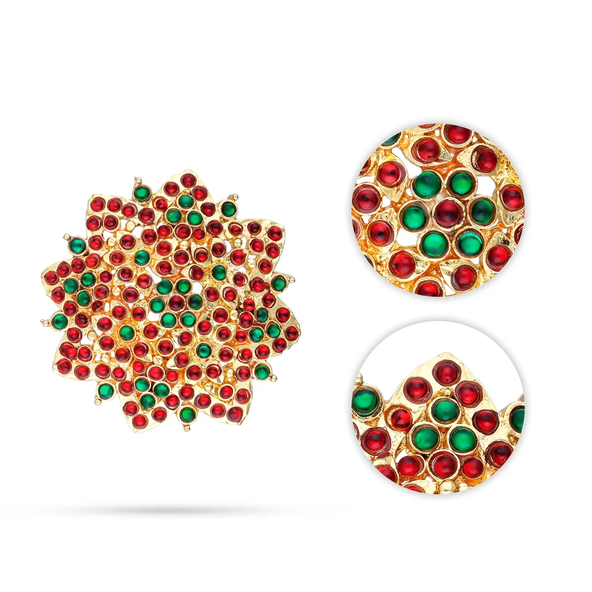 Kemp Stone Sun and Moon Billai - 2 x 2 Inches | Stone Jewellery/ Hair Accessories for Dance - Image 3