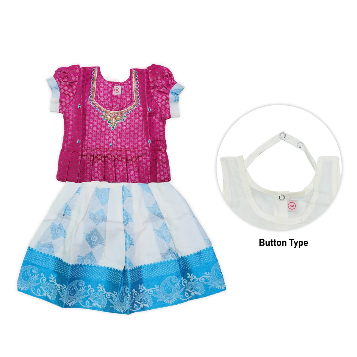 Kerala Cotton Pattu Pavadai Sattai Pair | Size 0/Traditional Dress/Skirt And Top For Baby Girls/Assorted Colour - Image 10