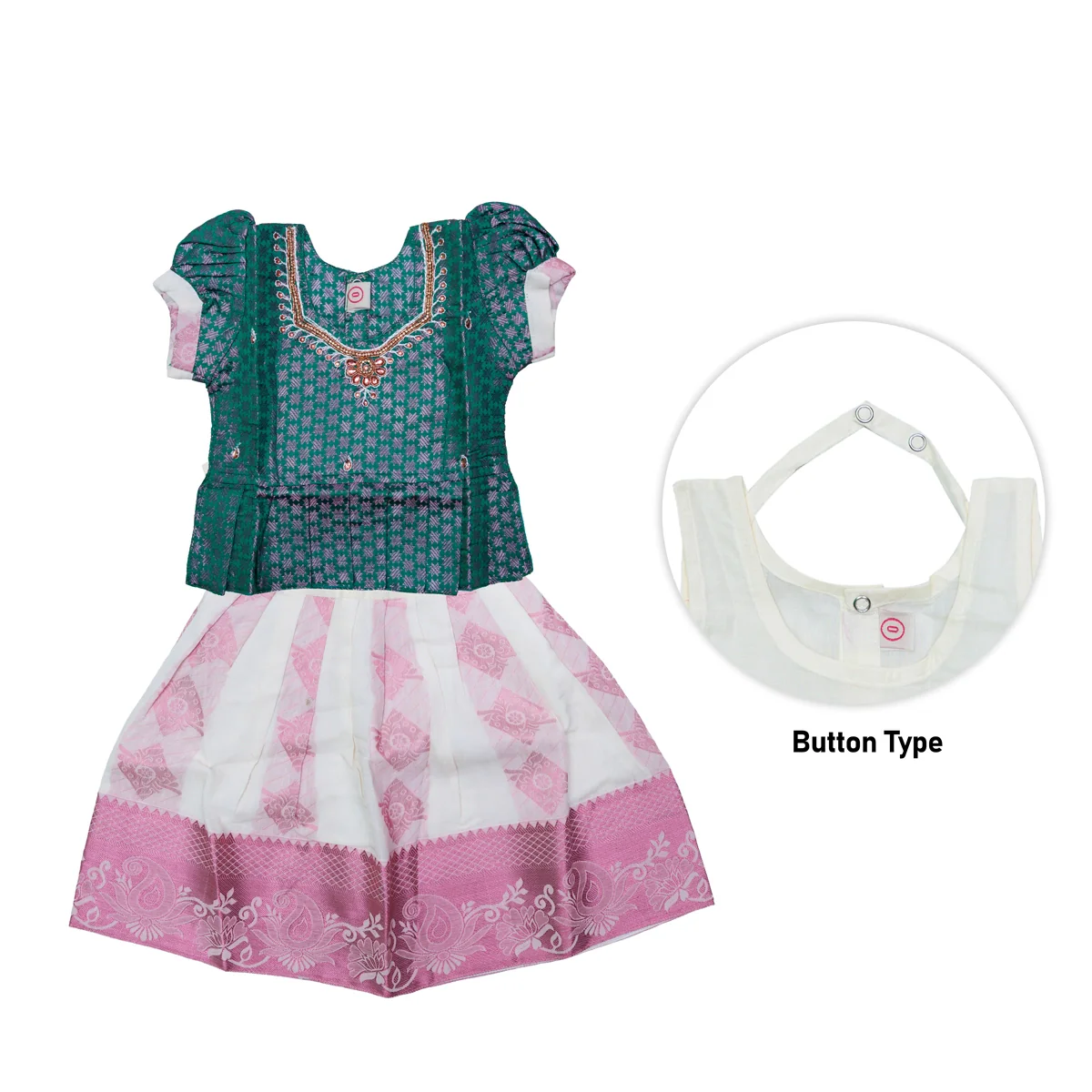 Kerala Cotton Pattu Pavadai Sattai Pair | Size 0/Traditional Dress/Skirt And Top For Baby Girls/Assorted Colour - Image 11