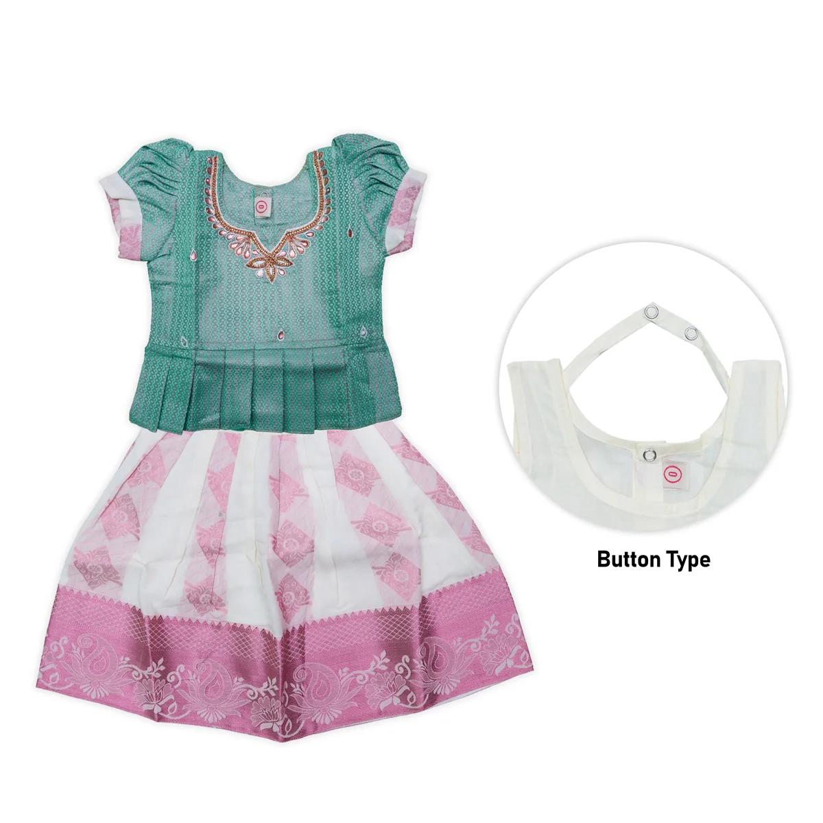 Kerala Cotton Pattu Pavadai Sattai Pair | Size 0/Traditional Dress/Skirt And Top For Baby Girls/Assorted Colour - Image 13