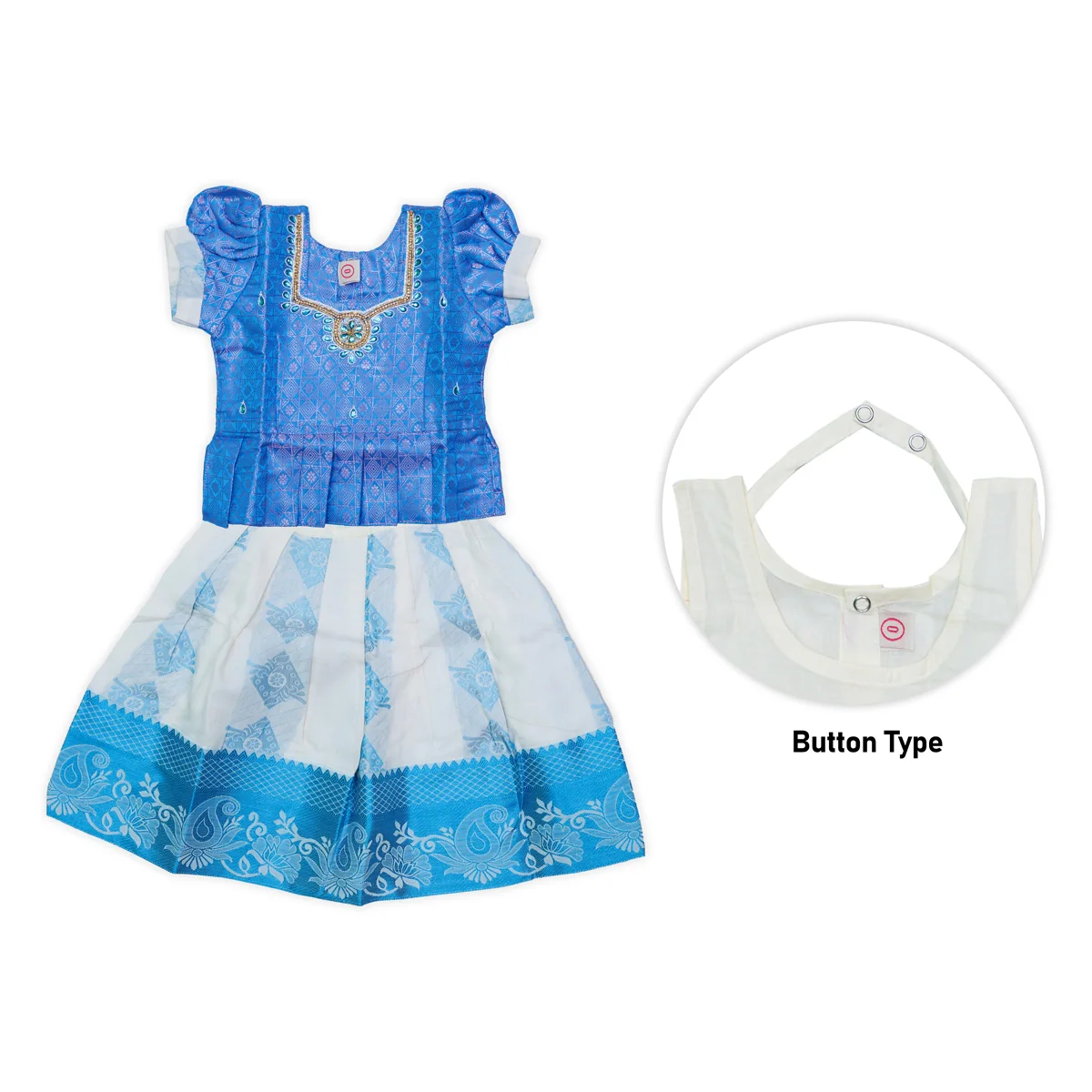 Kerala Cotton Pattu Pavadai Sattai Pair | Size 0/Traditional Dress/Skirt And Top For Baby Girls/Assorted Colour - Image 6