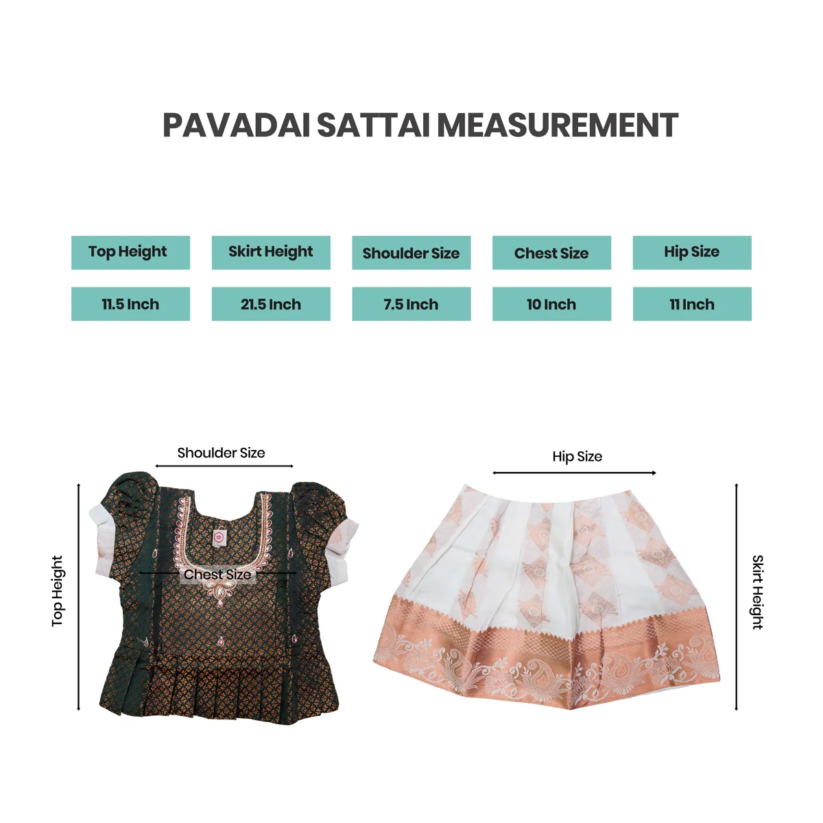 Kerala Cotton Pattu Pavadai Sattai Pair | Size 0/Traditional Dress/Skirt And Top For Baby Girls/Assorted Colour - Image 8