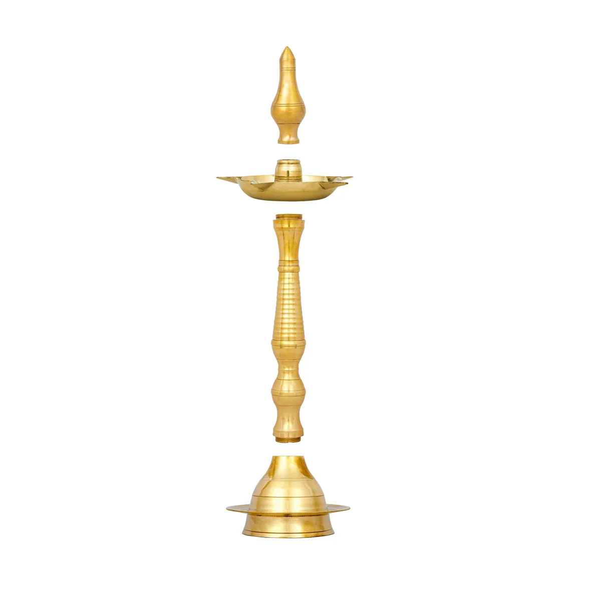 Kerala Kuthu Vilakku - 16 x 5 Inches | Kerala Vilakku/ 5 Face Brass Lamp/ Kerala Diya for Pooja - Image 2