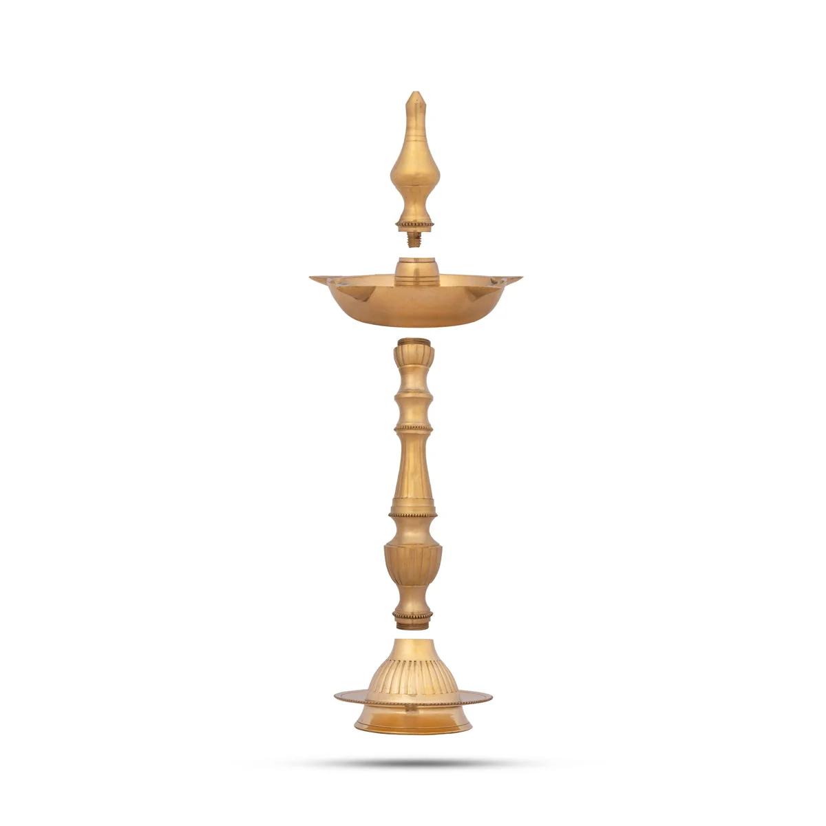 Kerala Kuthu Vilakku - 17 x 5.5 Inches | Kerala Vilakku/ 5 Face Brass Lamp/ Kerala Diya for Pooja - Image 3