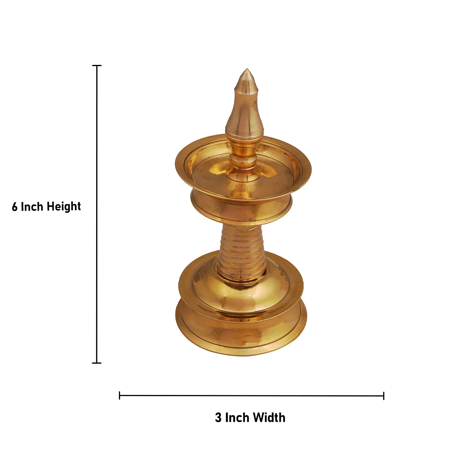 Kerala Kuthu Vilakku - 6.5 x 3 Inches | Kerala nilavilakku/ Brass Lamp/ Kerala Diya for Pooja - Image 4