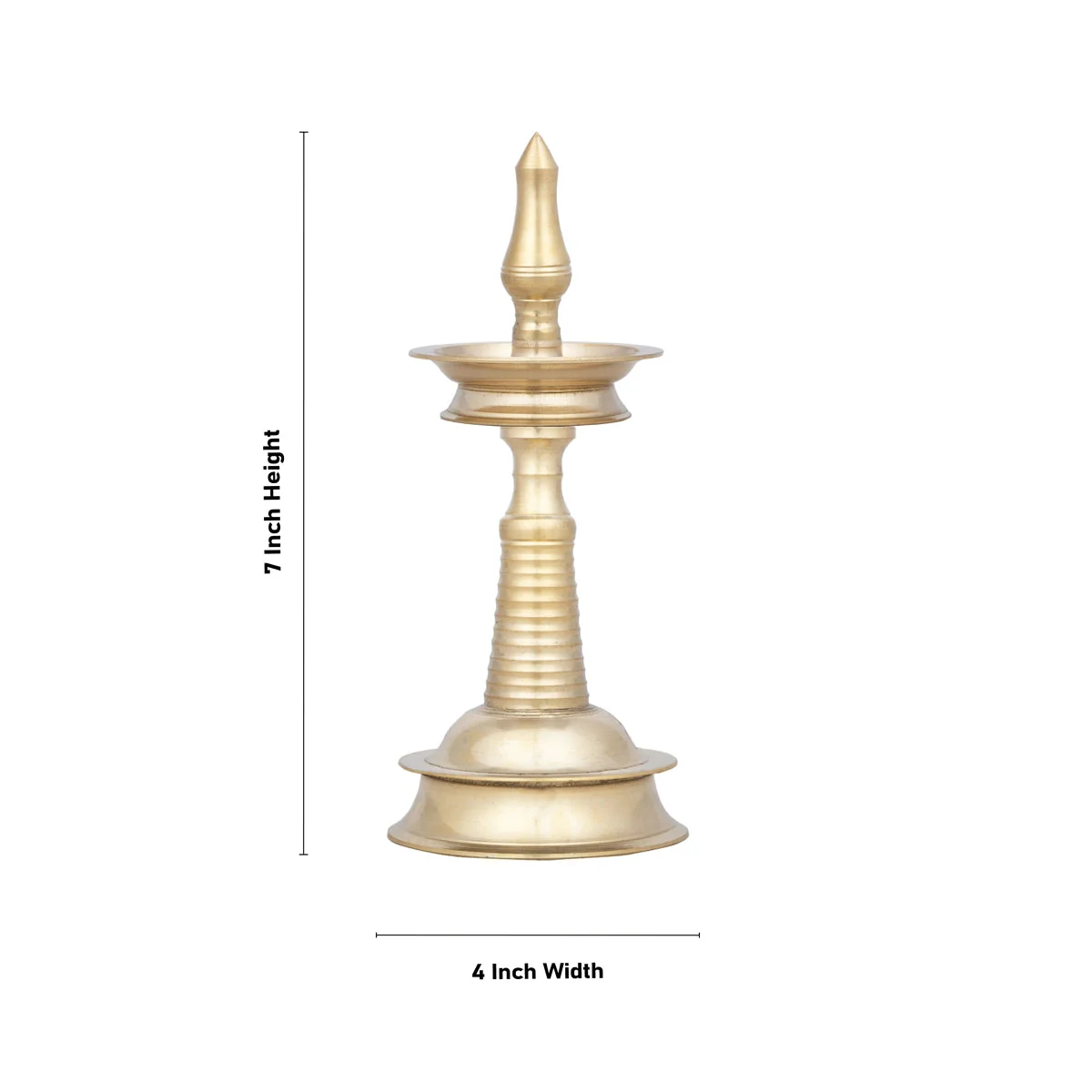 Kerala Kuthu Vilakku - 7 x 4 Inches | Kerala nilavilakku/ Brass Lamp/ Kerala Diya for Pooja - Image 4