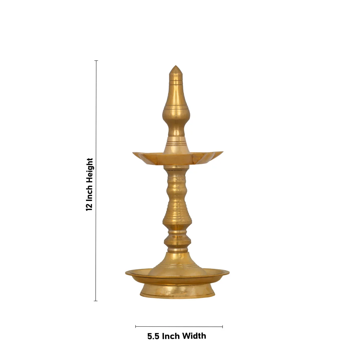 Kerala Lamp - 12 X 5.5 Inches | Brass Nilavilakku/ Brass Kuthu Vilakku/ Brass Deepam For Pooja - Image 3