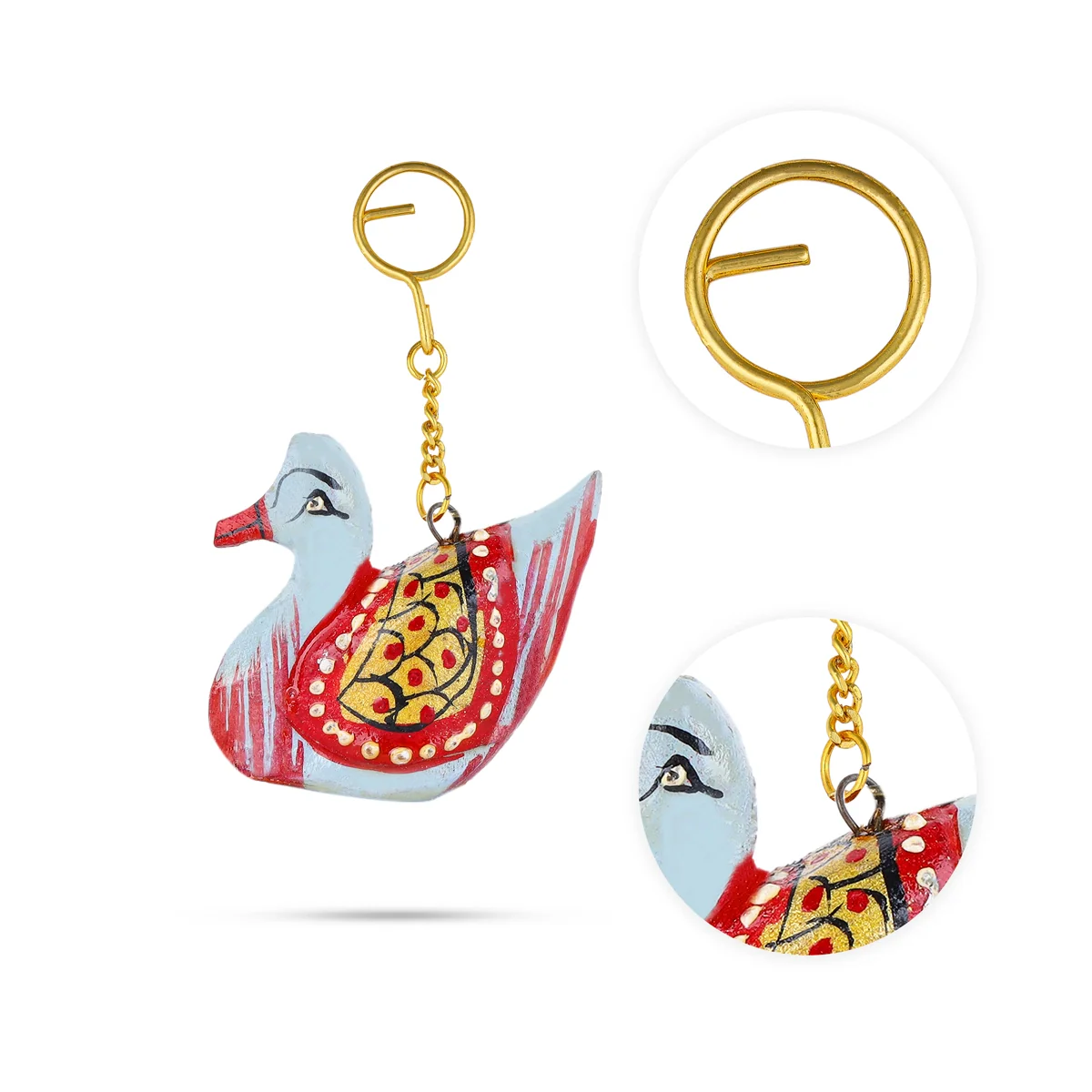 Key Chain - 1.5 x 1.5 Inches | Painted Key Holder/ Wooden Key Ring for Bike And Car - Image 2