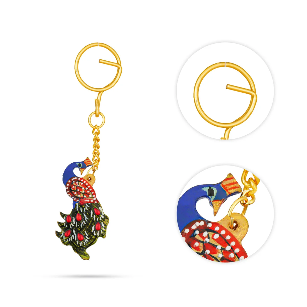 Key Chain | Wooden Key Ring Holder/ Peacock Design Key Chain for Car & Bike - Image 4
