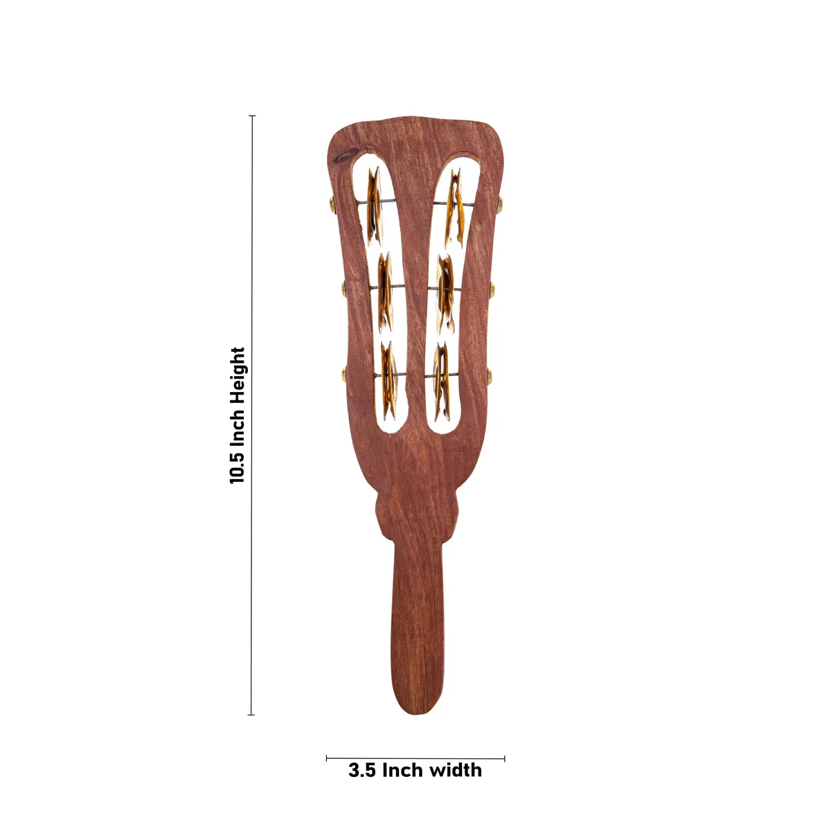 Khartal Instrument With 12 Brass Jingles - 10.5 x 3.5 Inches | Wooden Hand Percussion Cymbals for Bhajan - Image 2