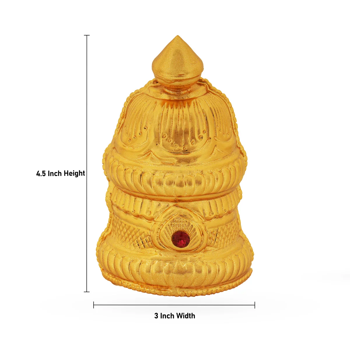 Kireetam - 4.5 x 3 Inches | Half Crown/ Kiritam/ Gold Polish Mukut/ Jewellery for Deity - Image 2