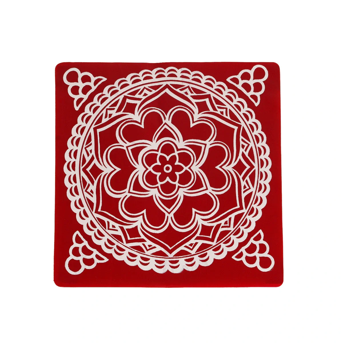 Kolam Sticker Pair - 9.5 x 9.5 Inches | 2 Pcs/ Maroon Rangoli Sticker for Pooja Room Decor - Image 3