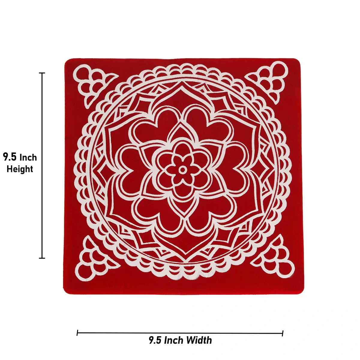 Kolam Sticker Pair - 9.5 x 9.5 Inches | 2 Pcs/ Maroon Rangoli Sticker for Pooja Room Decor - Image 4