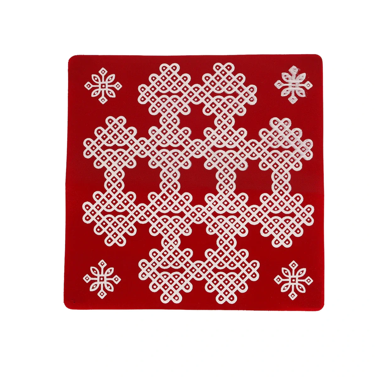 Kolam Sticker Pair - 9.5 x 9.5 Inches | 2 Pcs/ Maroon Rangoli Sticker for Pooja Room Decor - Image 5