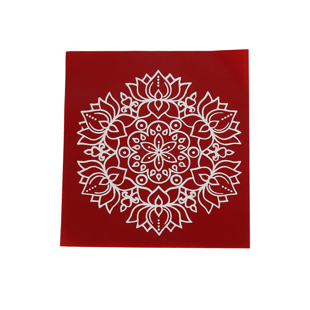 Kolam Sticker - 4 x 4 Inches | 6 Pcs/ Maroon Rangoli Sticker for Pooja Room Decor - Image 3