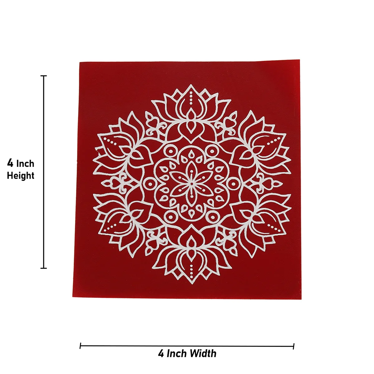 Kolam Sticker - 4 x 4 Inches | 6 Pcs/ Maroon Rangoli Sticker for Pooja Room Decor - Image 4