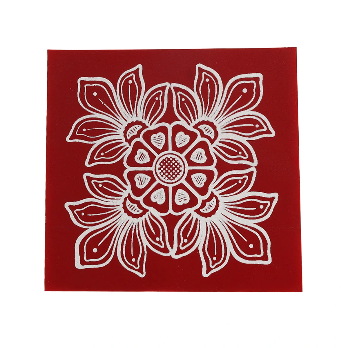 Kolam Sticker - 4 x 4 Inches | 6 Pcs/ Maroon Rangoli Sticker for Pooja Room Decor - Image 5