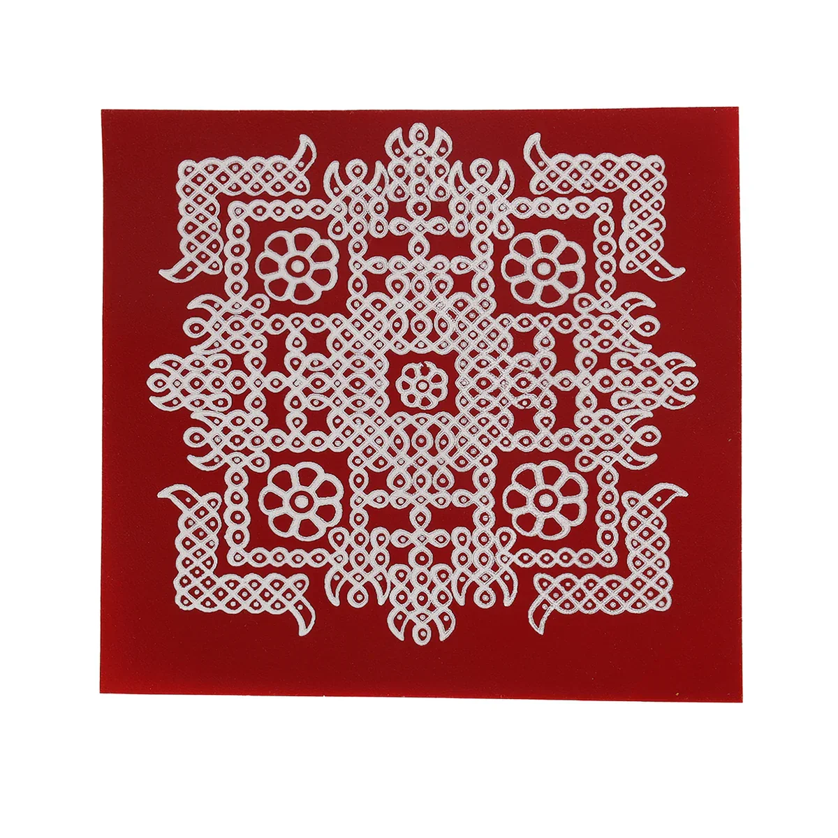 Kolam Sticker - 4 x 4 Inches | 6 Pcs/ Maroon Rangoli Sticker for Pooja Room Decor - Image 7