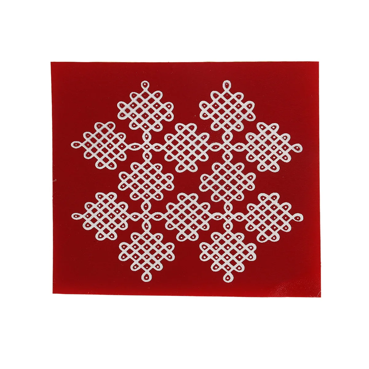 Kolam Sticker - 4 x 4 Inches | 6 Pcs/ Maroon Rangoli Sticker for Pooja Room Decor - Image 8