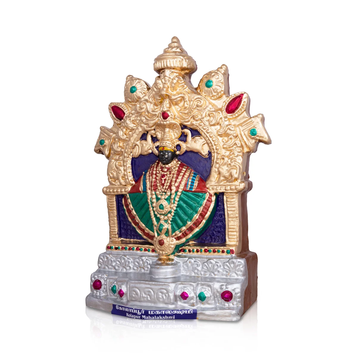 Kolhapur Mahalakshmi Idol Clay Golu Bommai- 13 X 10 Inches | Navaratri Golu Gombe/Giri Golu Doll/Navratri Decor - Image 2