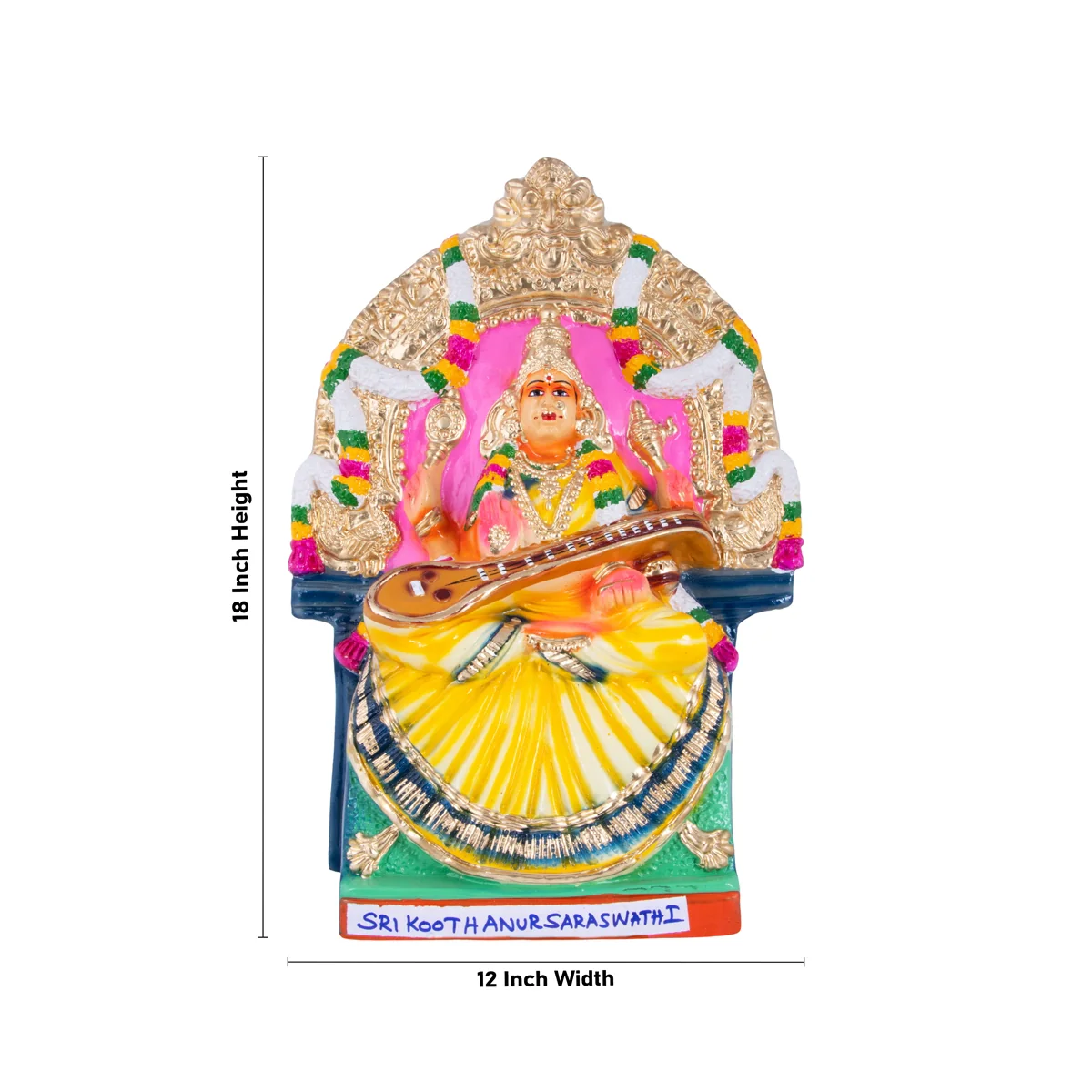 Koothanur Saraswati Paper Mache Golu Bommai - 18 x 12 Inches | Giri Golu Doll/ Navaratri Golu Bomma/Gombe/Bommai - Image 2