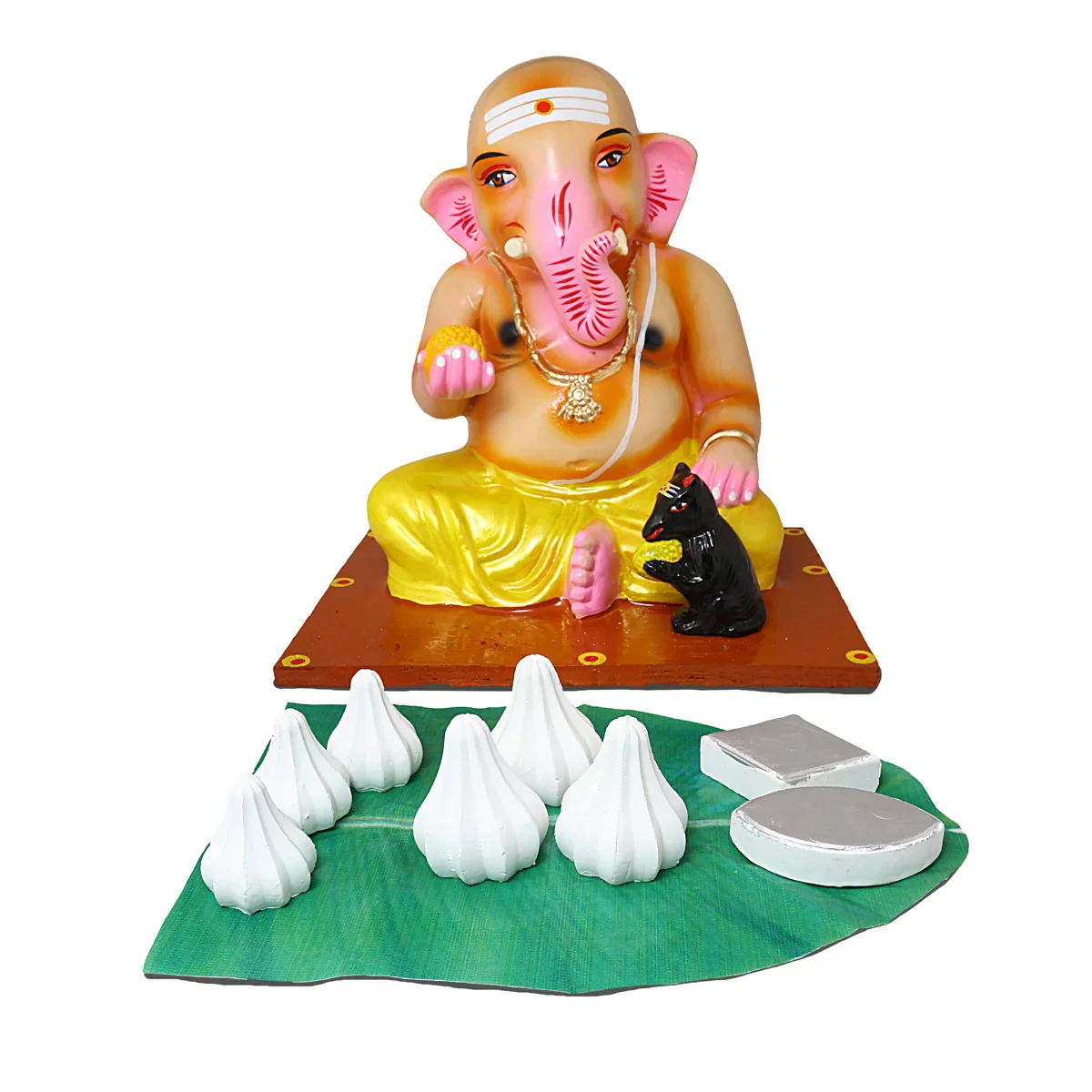 Kozhukattai Sapidum Ganapati Paper Mache Golu Bommai Set - 13 x 12 Inches | Giri Golu Doll/ Navaratri Golu Bomma - Image 6