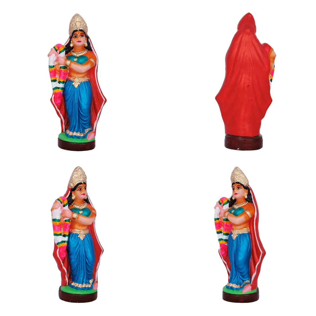 Krishna Bhama Rukmini Marriage Clay Golu Bommai Set - 9.5 X 3.5 Inches | Navaratri Golu Gombe/ Giri Golu Doll - Image 3