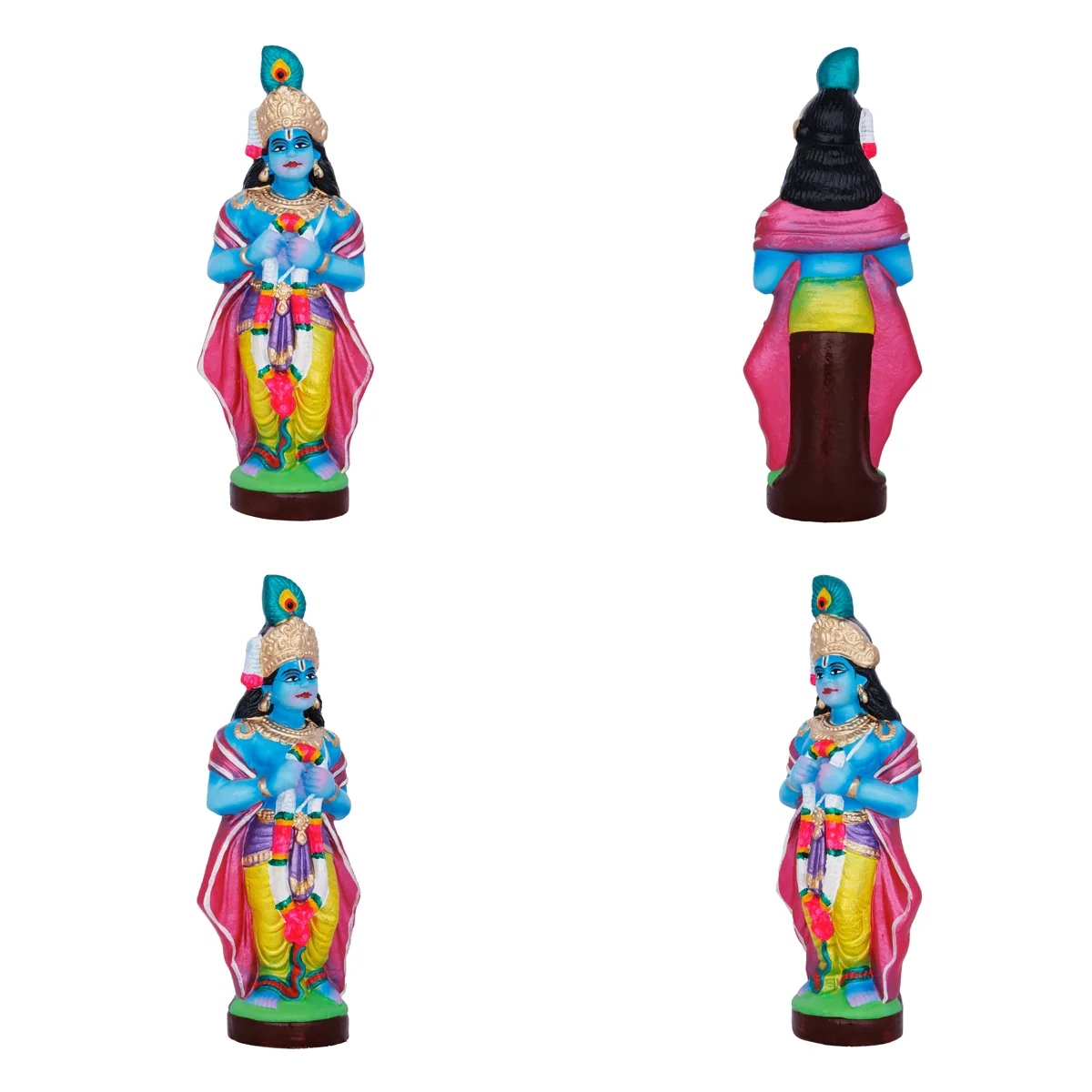 Krishna Bhama Rukmini Marriage Clay Golu Bommai Set - 9.5 X 3.5 Inches | Navaratri Golu Gombe/ Giri Golu Doll - Image 4
