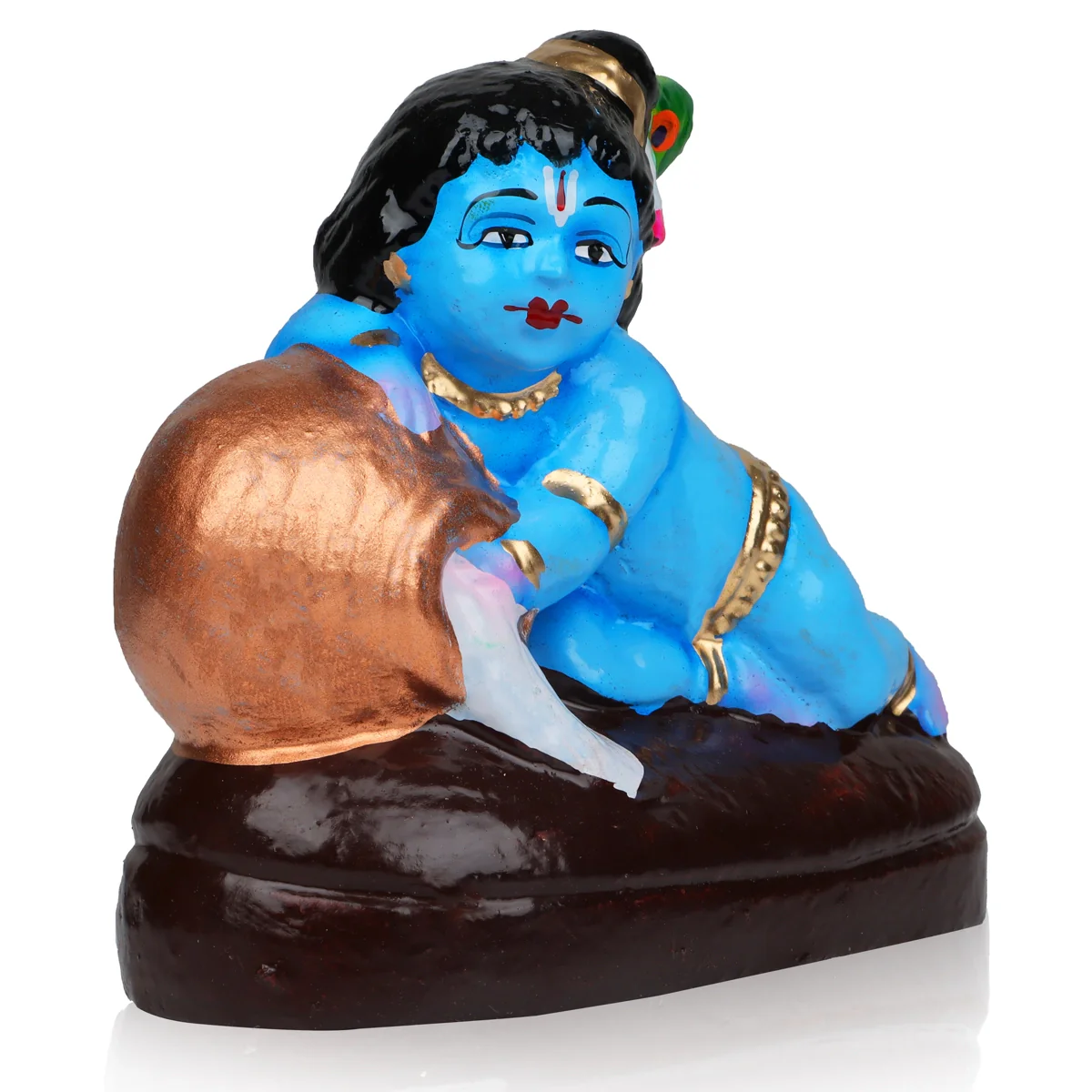 Crawling Krishna with Pot Clay Golu Bommai - 6 x 5 Inches | Giri Golu Doll/ Navaratri Golu Bomma/Gombe/Bommai - Image 2