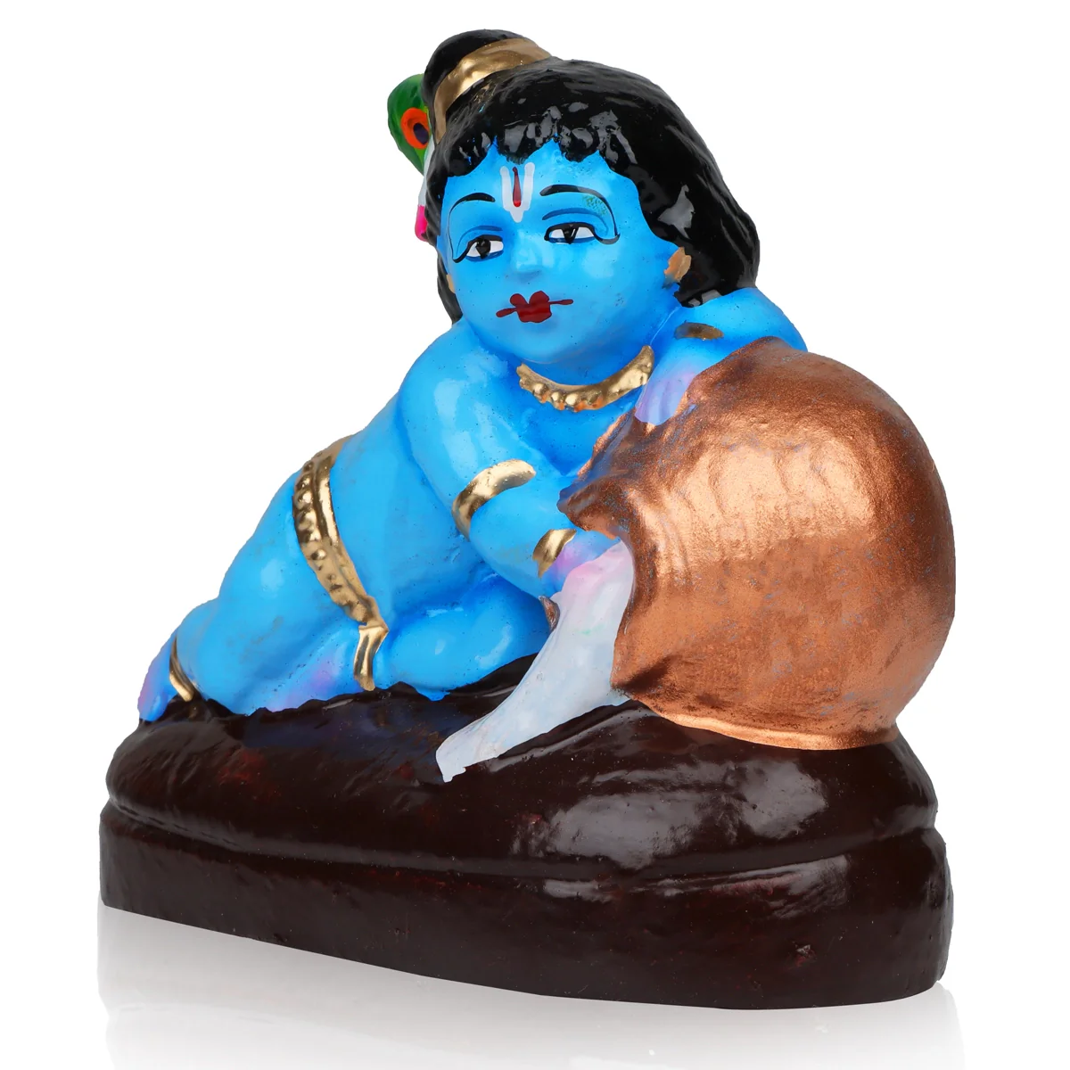 Crawling Krishna with Pot Clay Golu Bommai - 6 x 5 Inches | Giri Golu Doll/ Navaratri Golu Bomma/Gombe/Bommai - Image 3