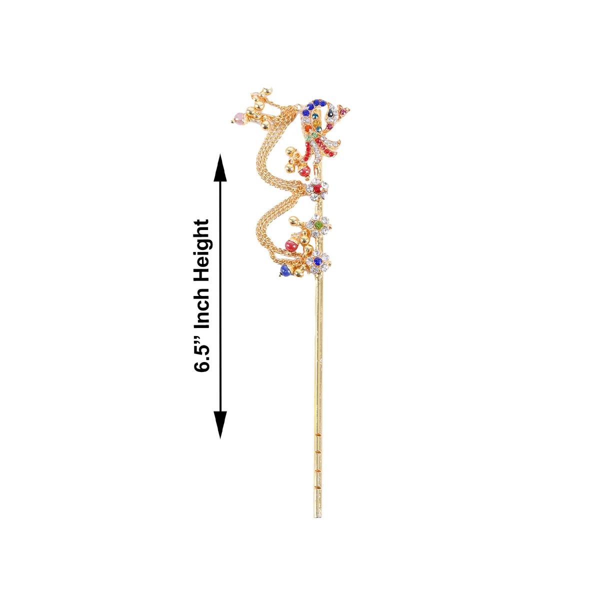 Krishna Flute - 6.5 Inches | Multicolour Stone Bansuri Flute/ Peacock Design Decorative Flute For Krishna Idol - Image 2