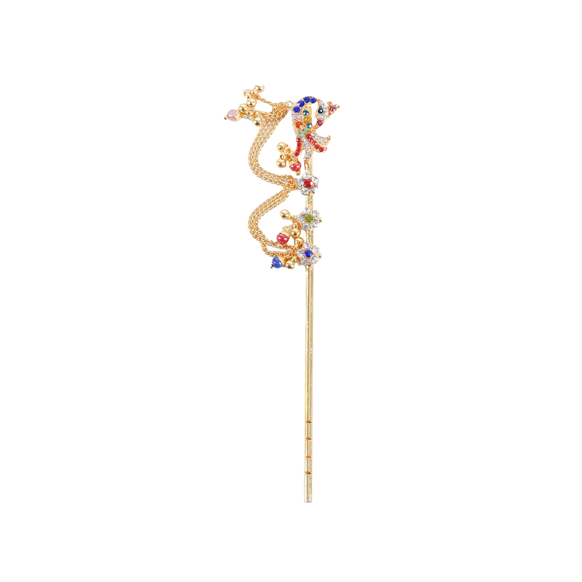 Krishna Flute - 6.5 Inches | Multicolour Stone Bansuri Flute/ Peacock Design Decorative Flute For Krishna Idol - Image 3