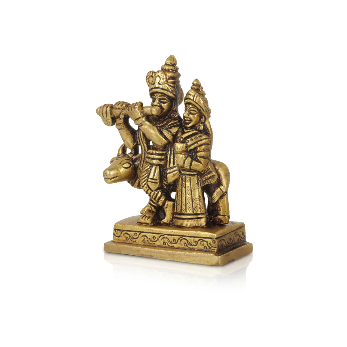 Krishna Idol Standing with Cow - 3.5 Inches | Antique Brass Statue/ Krishna Murti for Pooja/ 350 Gms Approx - Image 3