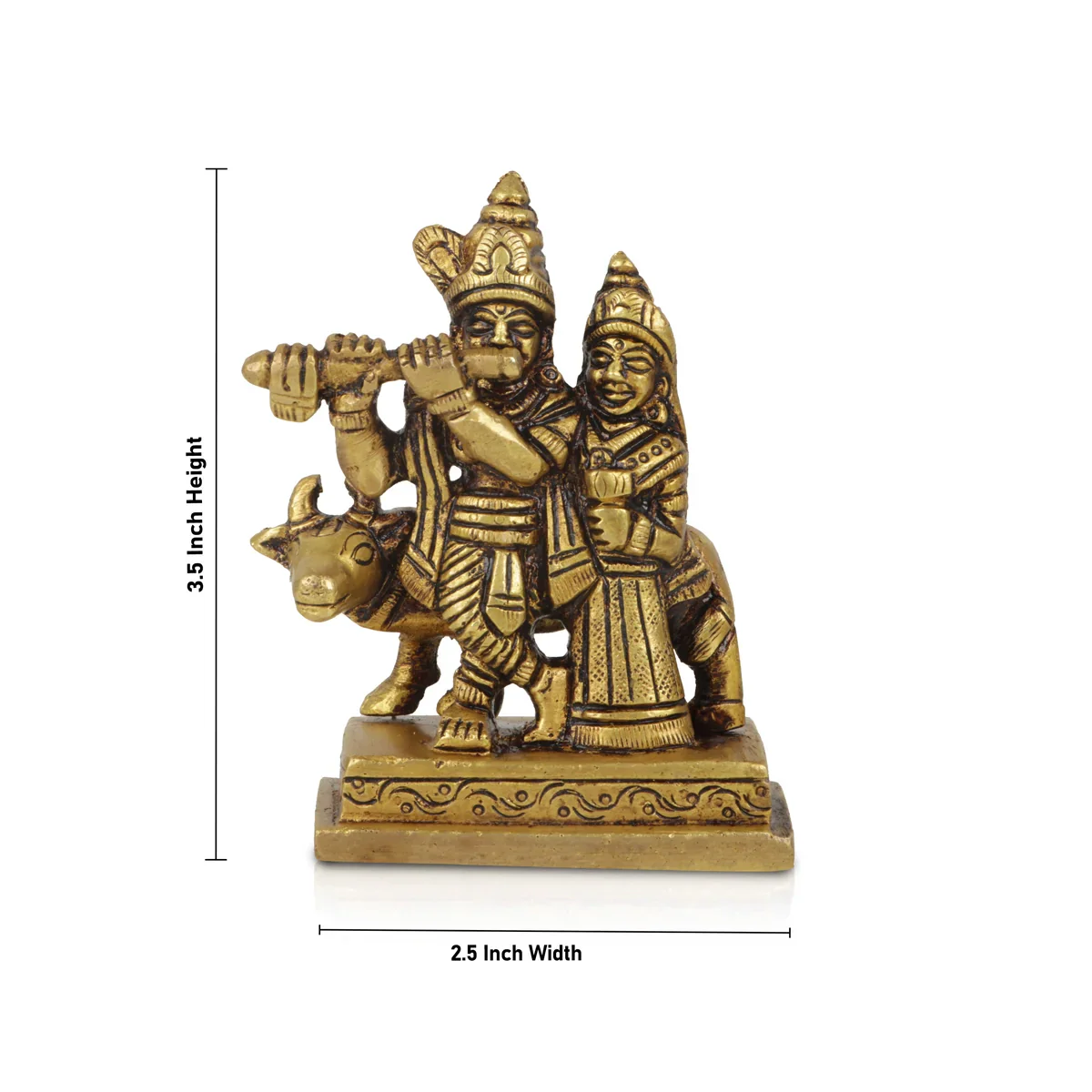 Krishna Idol Standing with Cow - 3.5 Inches | Antique Brass Statue/ Krishna Murti for Pooja/ 350 Gms Approx - Image 5