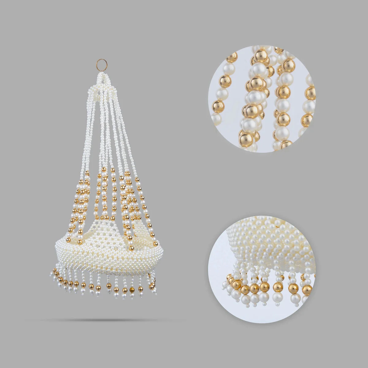 Krishna Jhula - 17 Inches | Moti Beads Design Jhoola/ Laddu Gopal Jhula for Deity Decor - Image 2