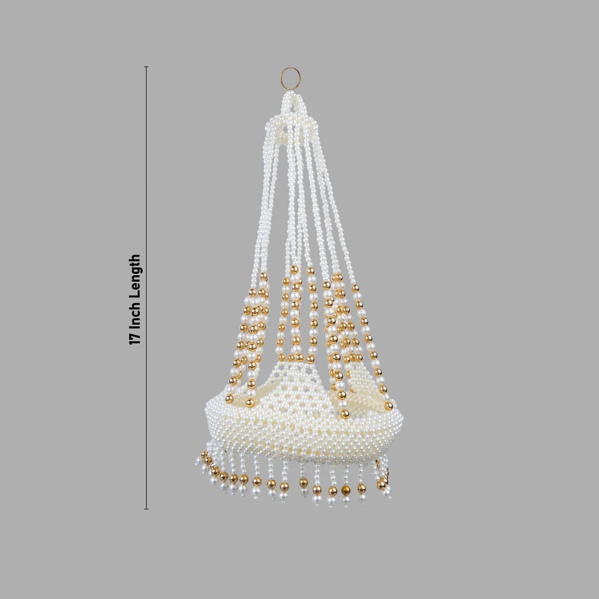 Krishna Jhula - 17 Inches | Moti Beads Design Jhoola/ Laddu Gopal Jhula for Deity Decor - Image 3