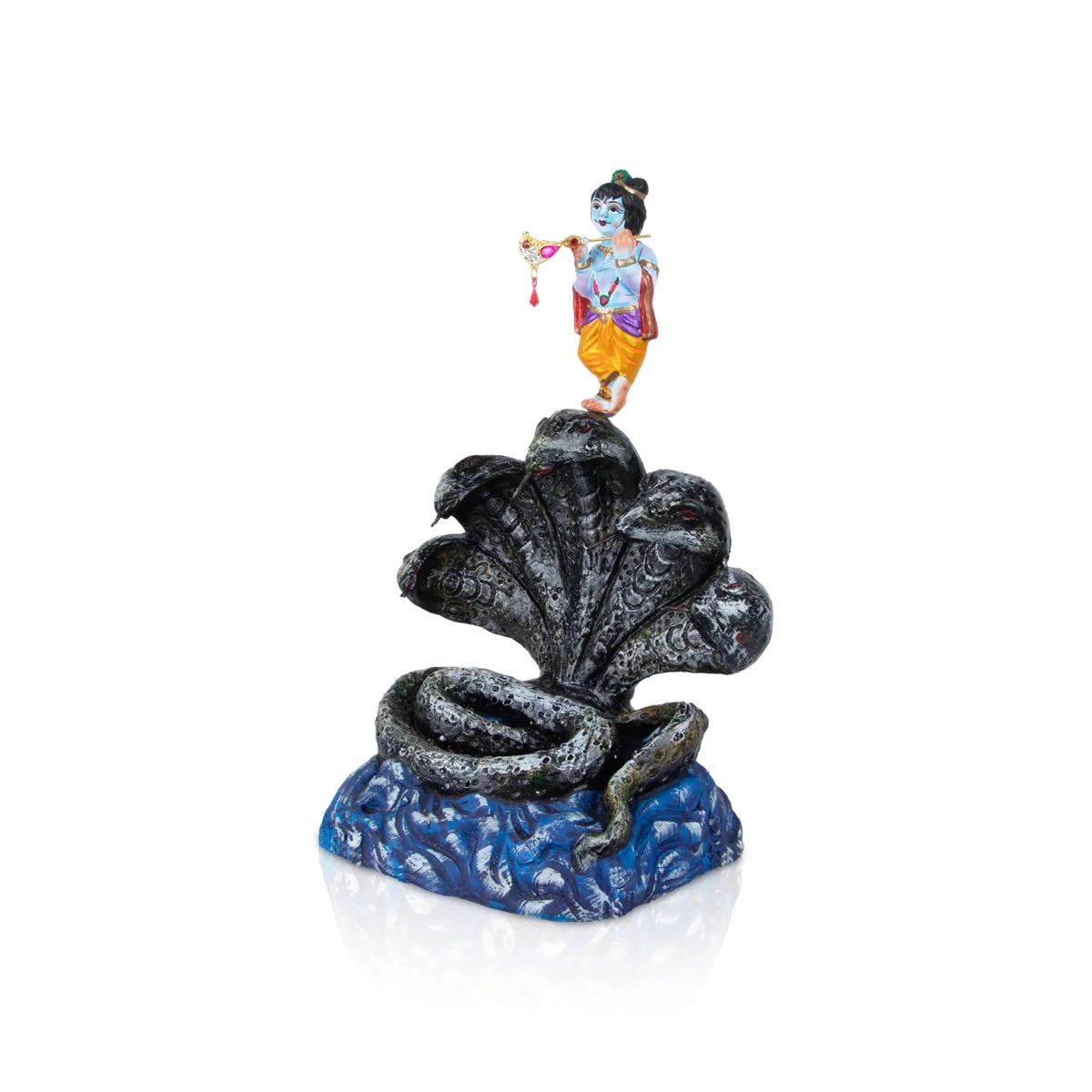 Krishna Kalinga Narthanam Clay Golu Bommai - 12 X 8 Inches | Navaratri Gombe/ Giri Golu Doll/ Navratri Decor - Image 3