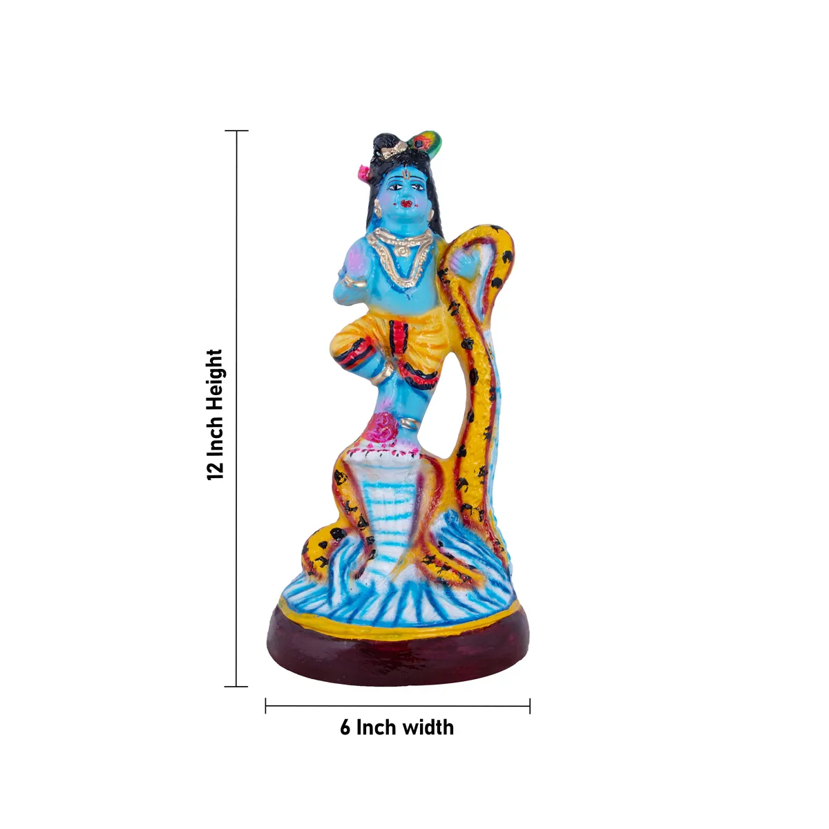 Krishna Kalinga Narthanam Paper Mache Golu Bommai - 12 x 6 Inches | Giri Golu Doll/ Navaratri Golu Bomma/Gombe - Image 5