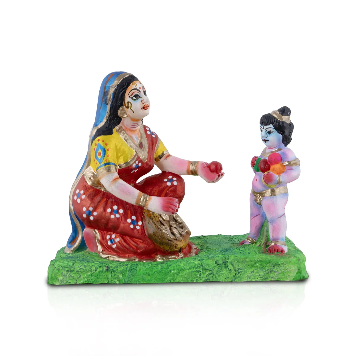 Krishna Murti Blessing Fruit Seller Clay Golu Bommai - 7 X 8 Inches | Navaratri Gombe/ Giri Golu Doll