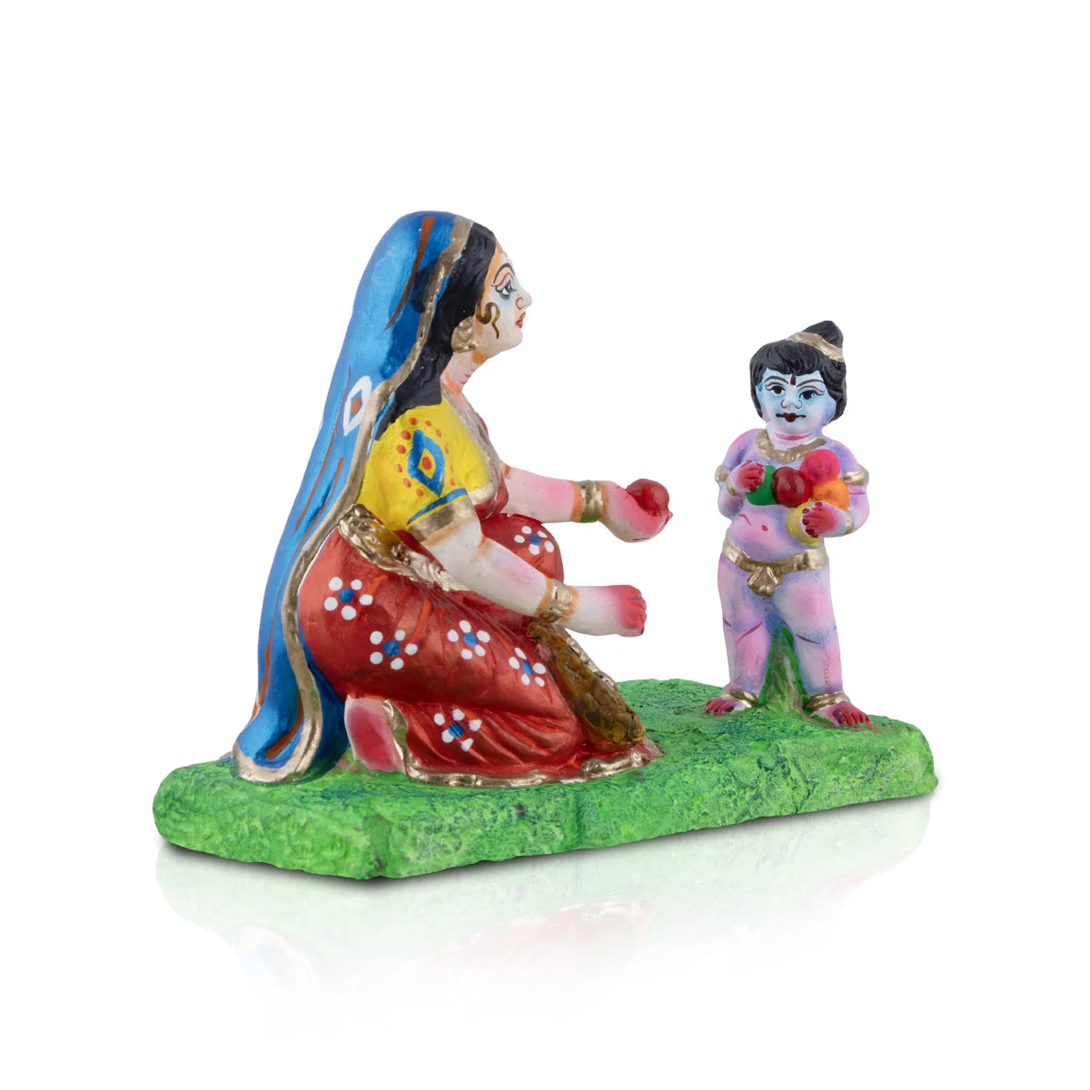 Krishna Murti Blessing Fruit Seller Clay Golu Bommai - 7 X 8 Inches | Navaratri Gombe/ Giri Golu Doll - Image 2
