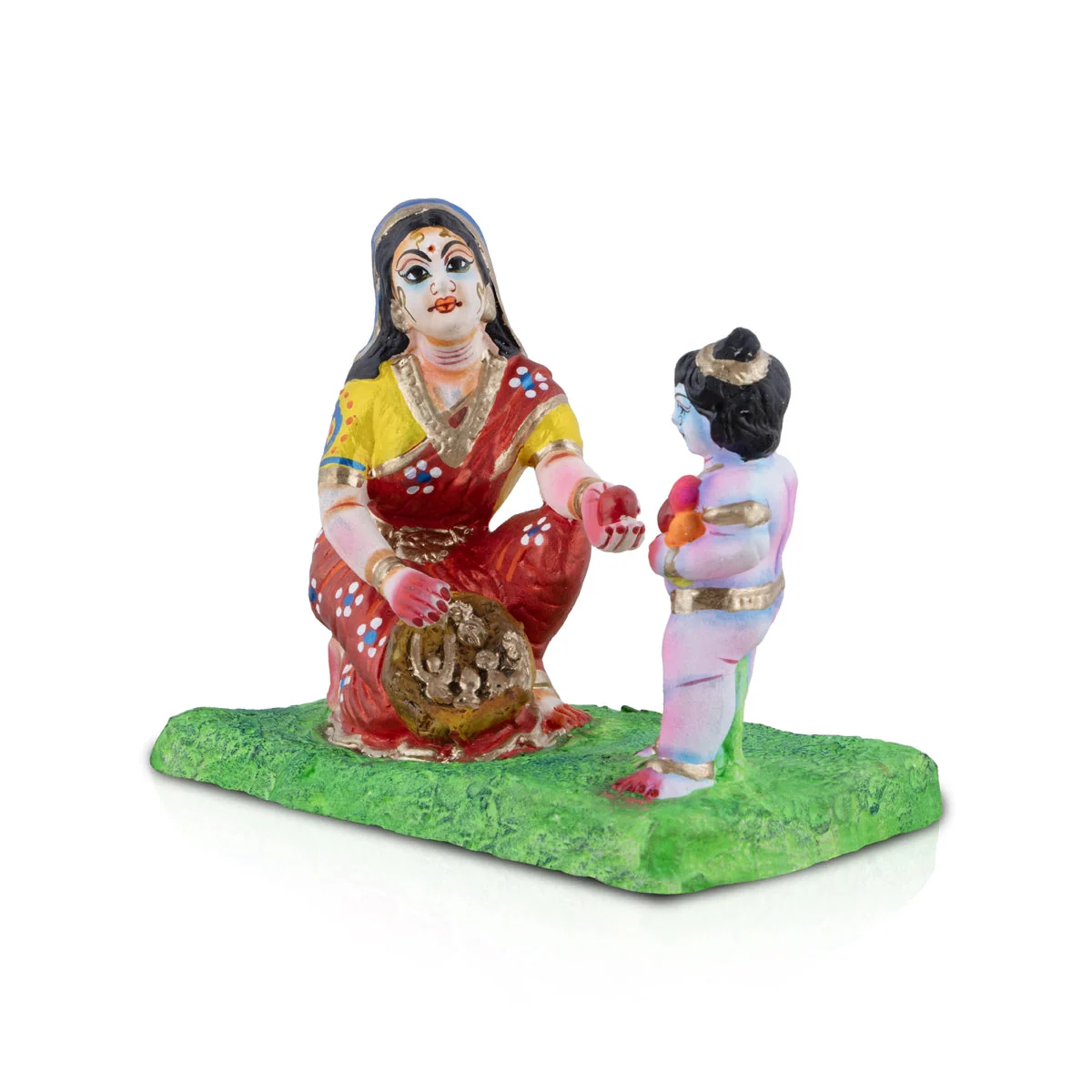 Krishna Murti Blessing Fruit Seller Clay Golu Bommai - 7 X 8 Inches | Navaratri Gombe/ Giri Golu Doll - Image 3