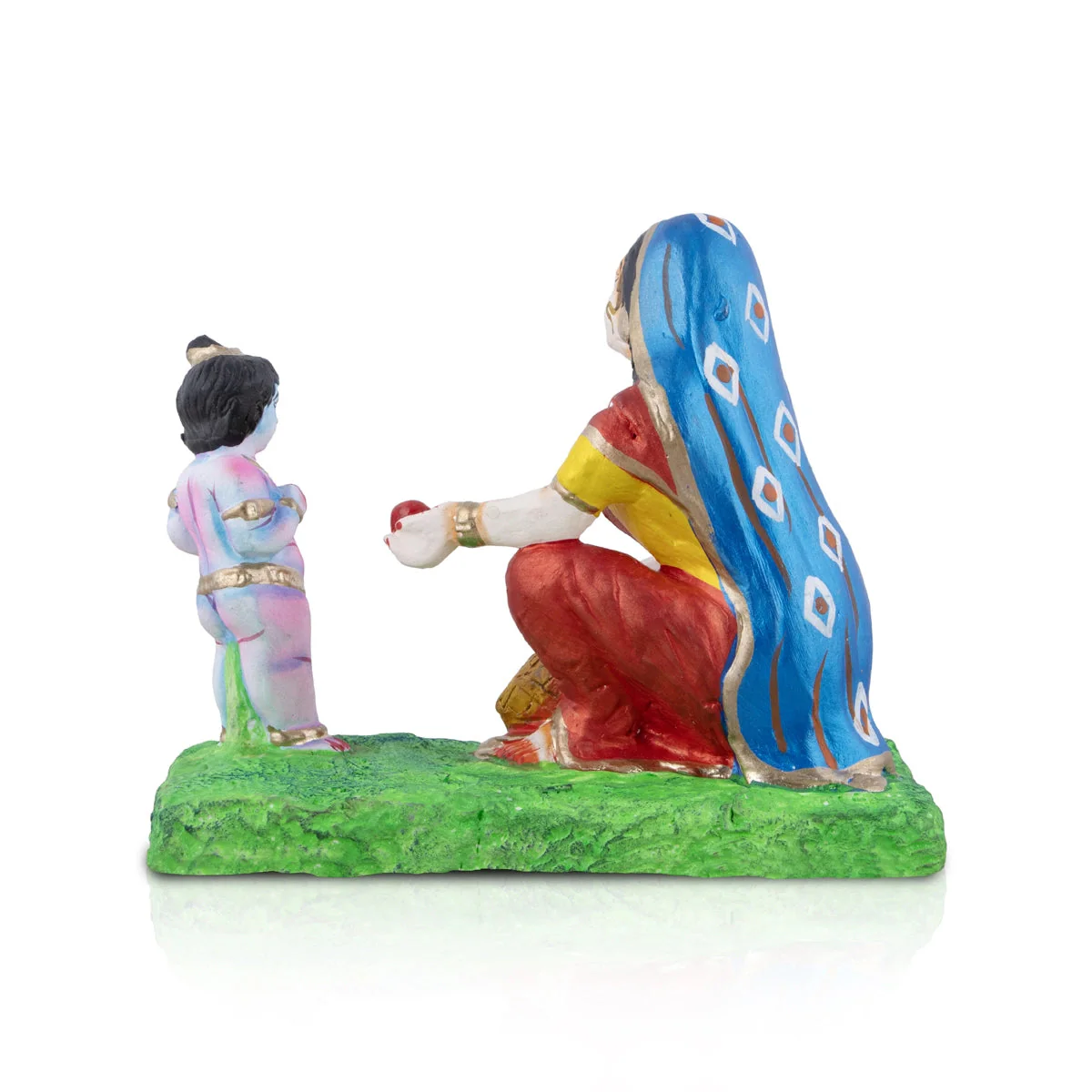 Krishna Murti Blessing Fruit Seller Clay Golu Bommai - 7 X 8 Inches | Navaratri Gombe/ Giri Golu Doll - Image 4
