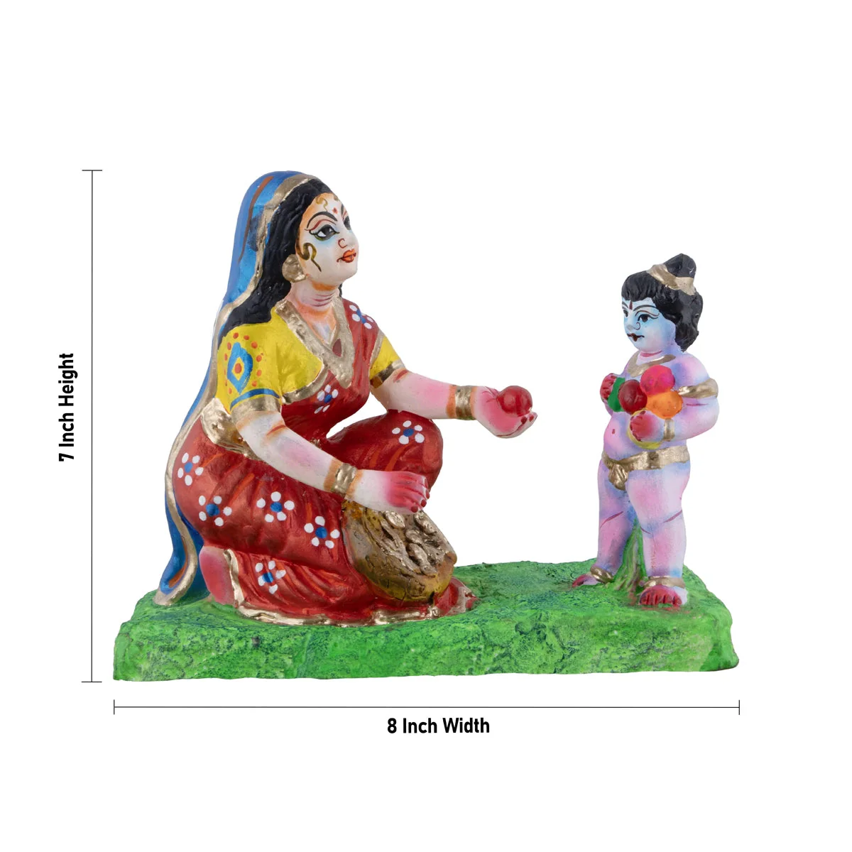 Krishna Murti Blessing Fruit Seller Clay Golu Bommai - 7 X 8 Inches | Navaratri Gombe/ Giri Golu Doll - Image 5