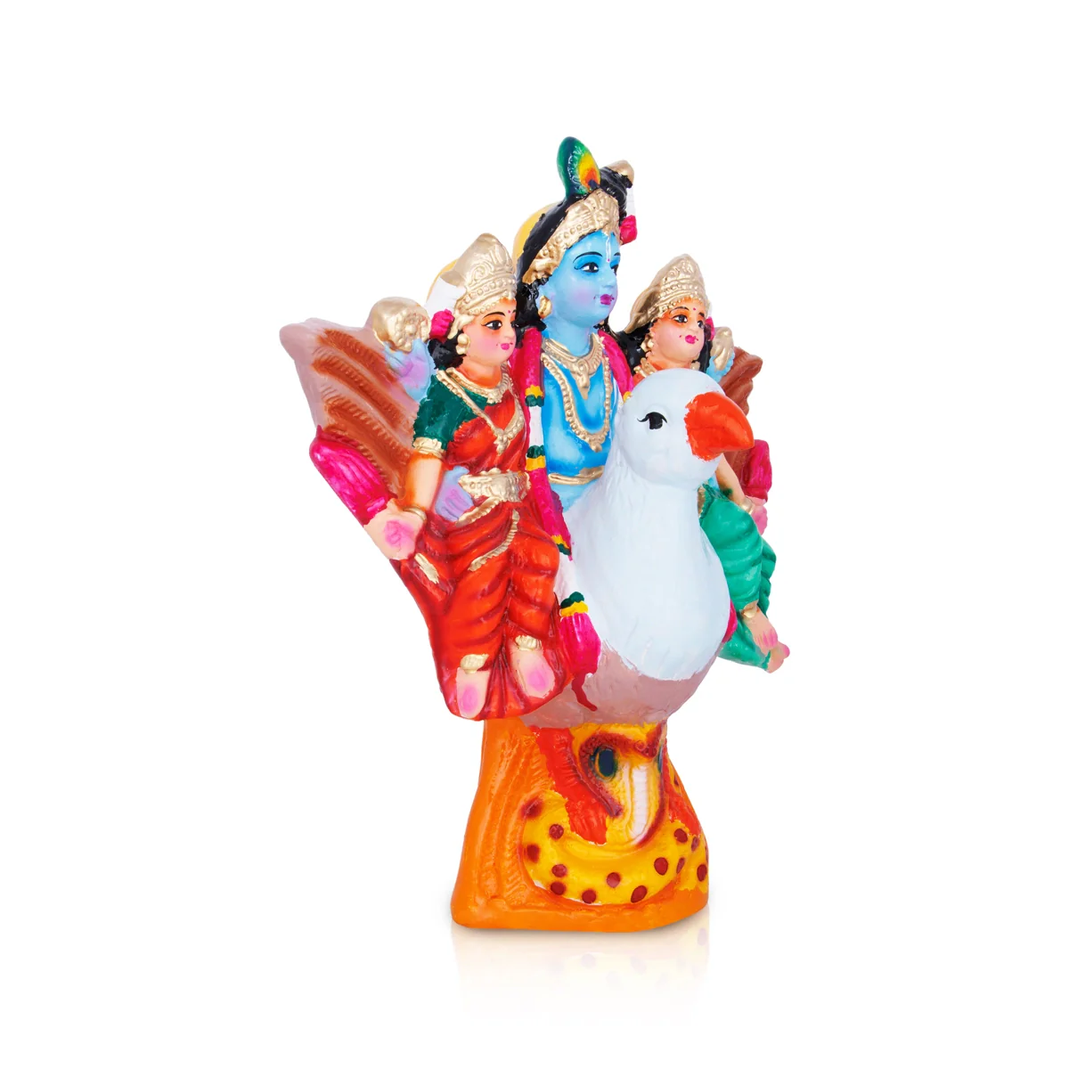 Krishna Murti Garuda Sevai Paper Mache Golu Bommai - 14 X 12 Inches | Navaratri Golu Gombe/ Giri Golu Doll - Image 2