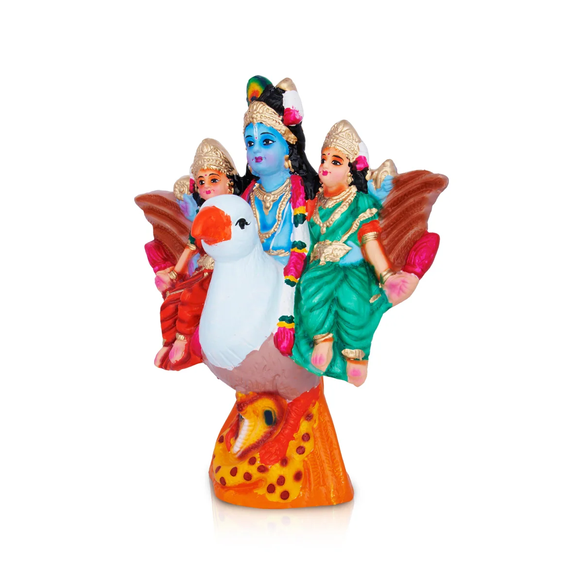 Krishna Murti Garuda Sevai Paper Mache Golu Bommai - 14 X 12 Inches | Navaratri Golu Gombe/ Giri Golu Doll - Image 3