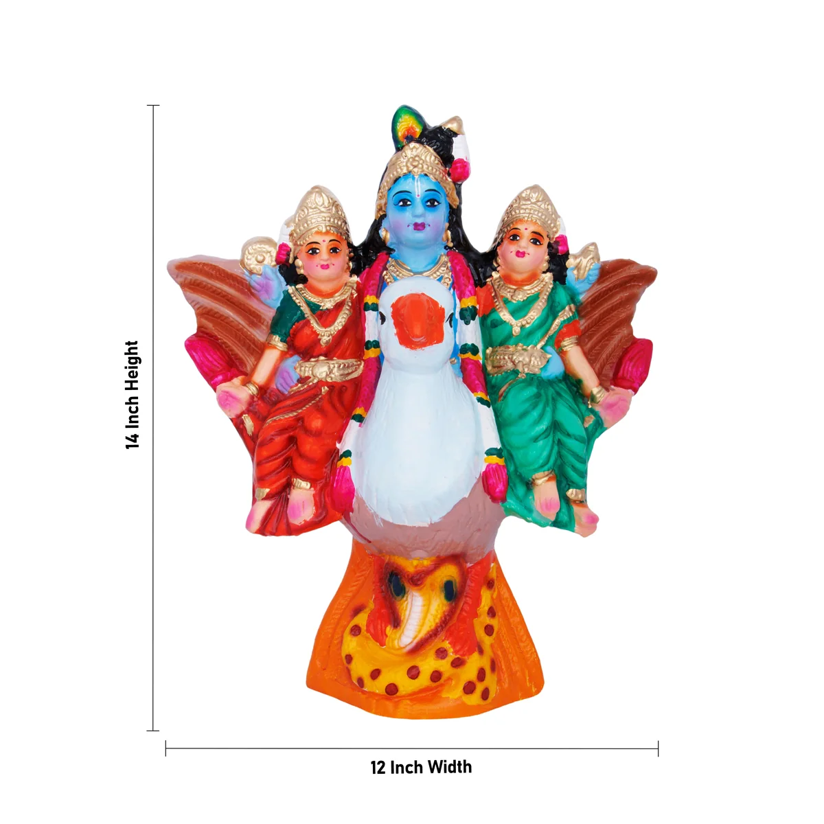 Krishna Murti Garuda Sevai Paper Mache Golu Bommai - 14 X 12 Inches | Navaratri Golu Gombe/ Giri Golu Doll - Image 4