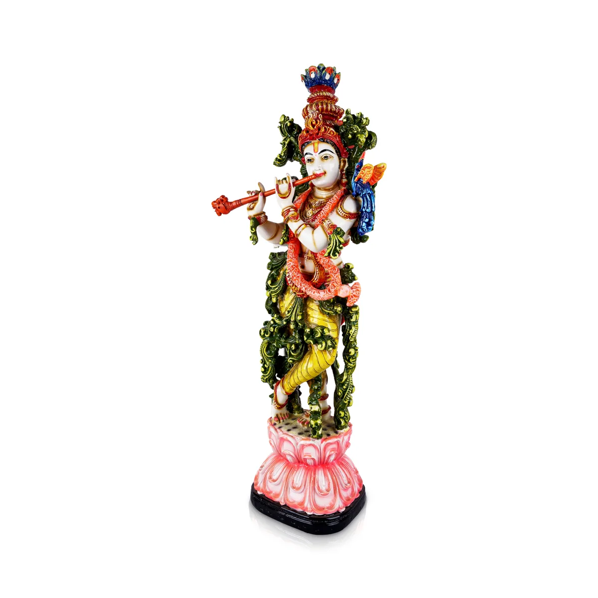 Krishna Murti Standing On Flower Base - 28 x 9 Inches | Fiber Statue/ Krishna Idol for Pooja - Image 2