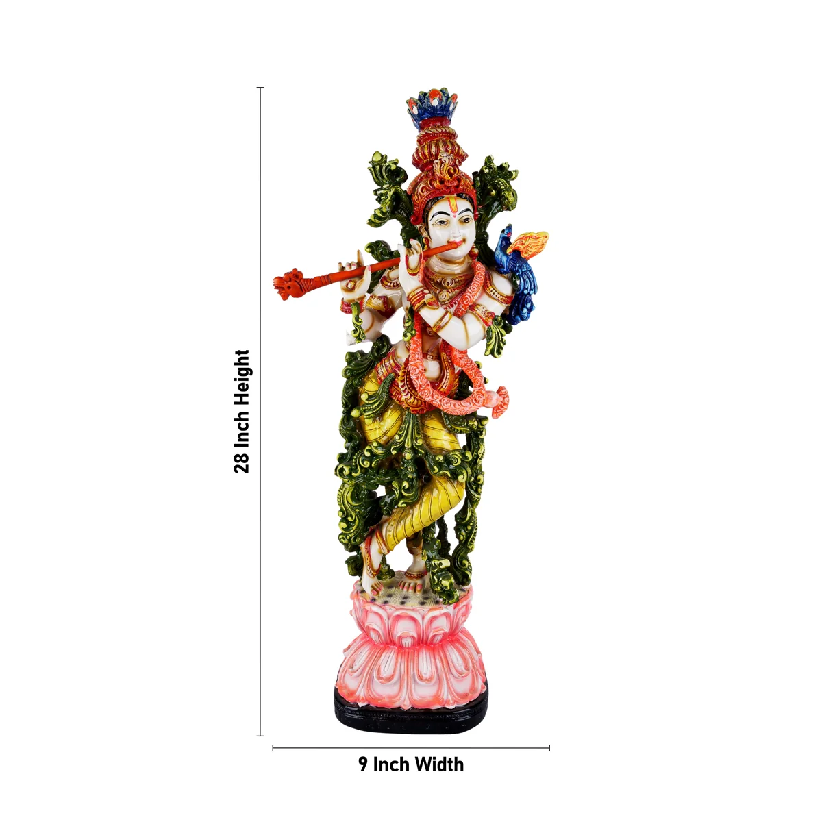 Krishna Murti Standing On Flower Base - 28 x 9 Inches | Fiber Statue/ Krishna Idol for Pooja - Image 4