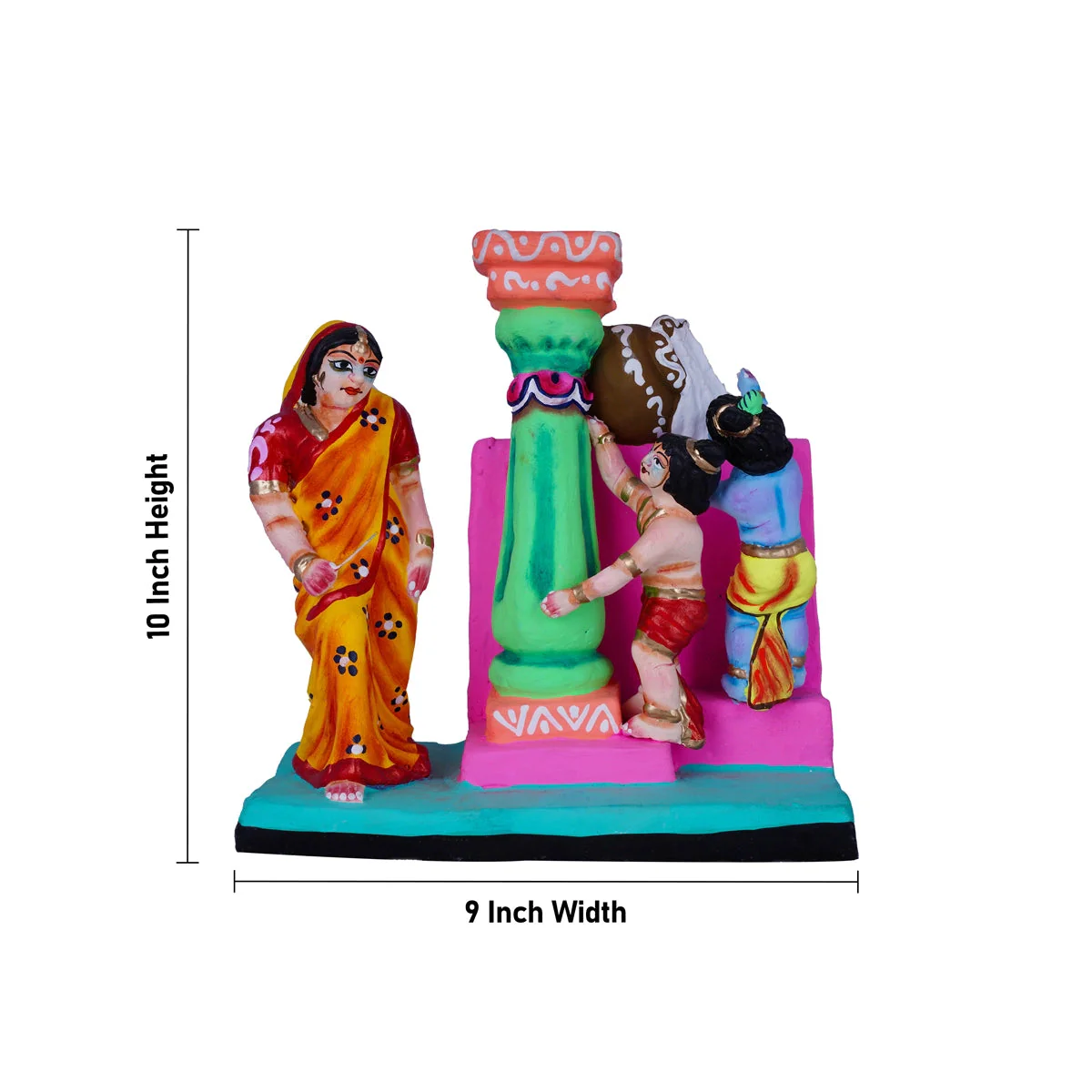 Krishna Murti Vennai Thiruduthal Clay Golu Bommai- 10 X 9 Inches | Navaratri Gombe/Giri Golu Doll/Navratri Decor - Image 5