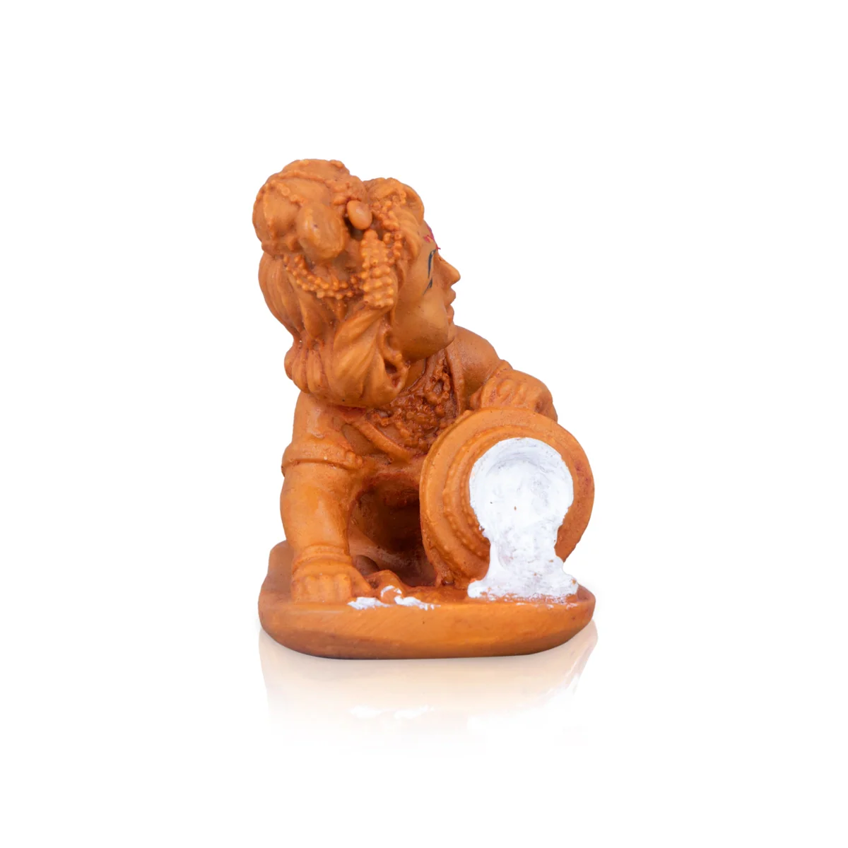 Butter Krishna Murti With Pot - 3 x 3.5 Inches | Wooden Polish Krishna Idol With Base/ Resin Statue for Pooja - Image 2